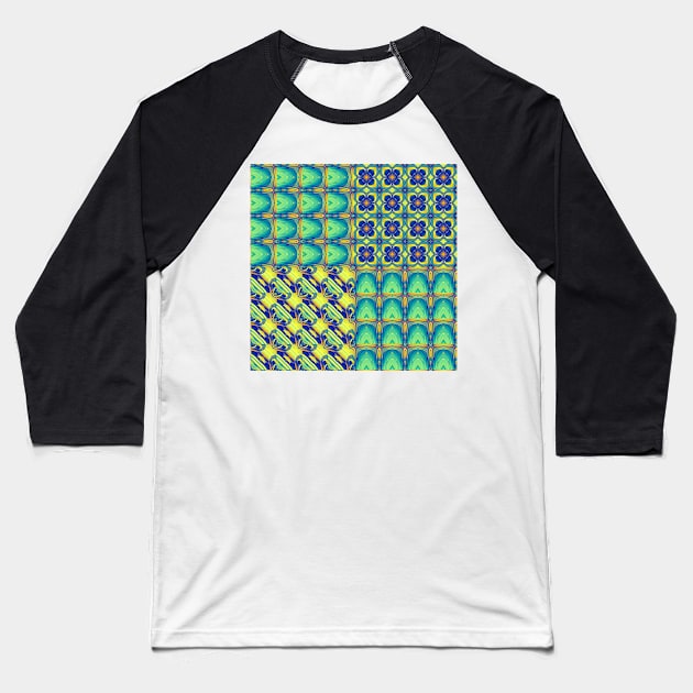 Abstract Fractal Tiles Pattern Baseball T-Shirt by pinkal